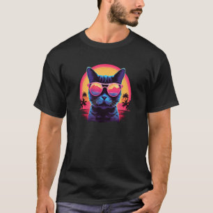 Synthwave Faucet mit Sonnenbrille Retro 80er T-Shirt