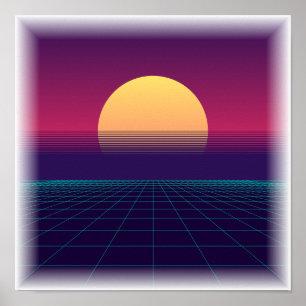 Synthwave-Gitter - Retrowave-80er-Ästhetik Poster