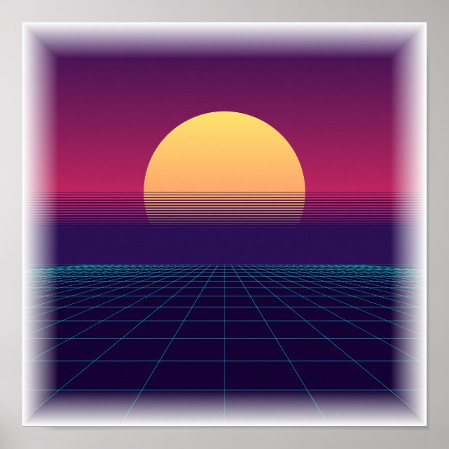 Synthwave-Gitter - Retrowave-80er-Ästhetik Poster (Vorne)