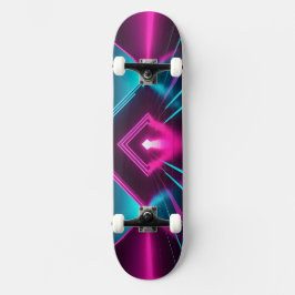 Synthwave Glowing Pyramid Tunnel Neon Sci-Fi Skateboard