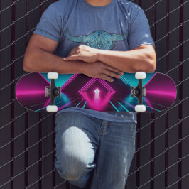 Synthwave Glühender Pyramidentunnel Neon Sci-Fi Skateboard