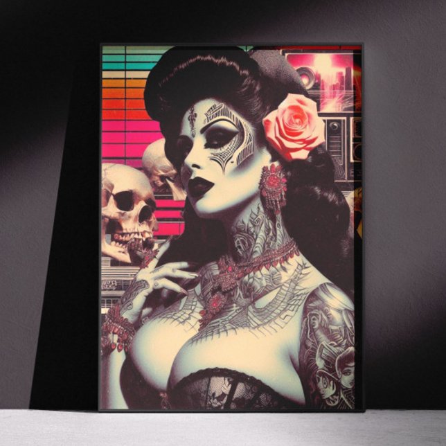 Synthwave Gruseliges Pin-up Poster (Von Creator hochgeladen)