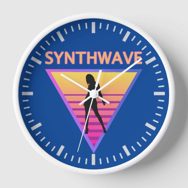 Synthwave Mädchen Uhr (Vorderseite)