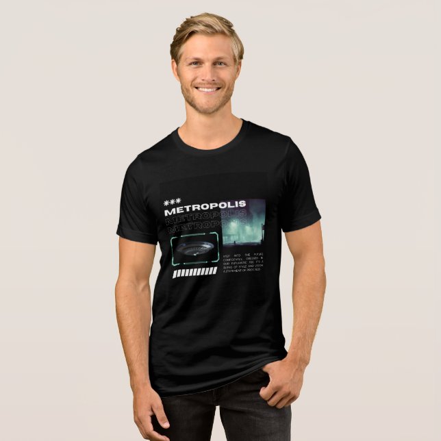 Synthwave Metropolis - Electropop-Tastatur Tri-Blend Shirt (Vorderseite voll)