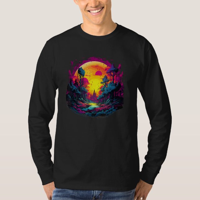 Synthwave Music Festival Forest T-Shirt (Vorderseite)