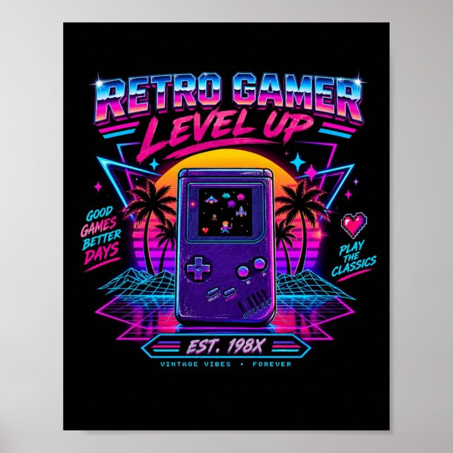 Synthwave-Neon-Arcade-Gaming-Wandkunst Poster (Vorne)