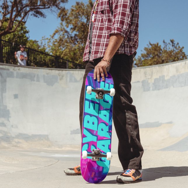Synthwave Neon Auto Cyberpunk Garage Outrun Skateboard (Außenbereich2)