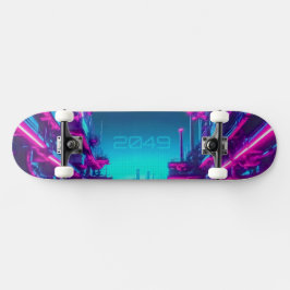 Synthwave Neon Stadt Cyberpunk Industrie- Skateboard