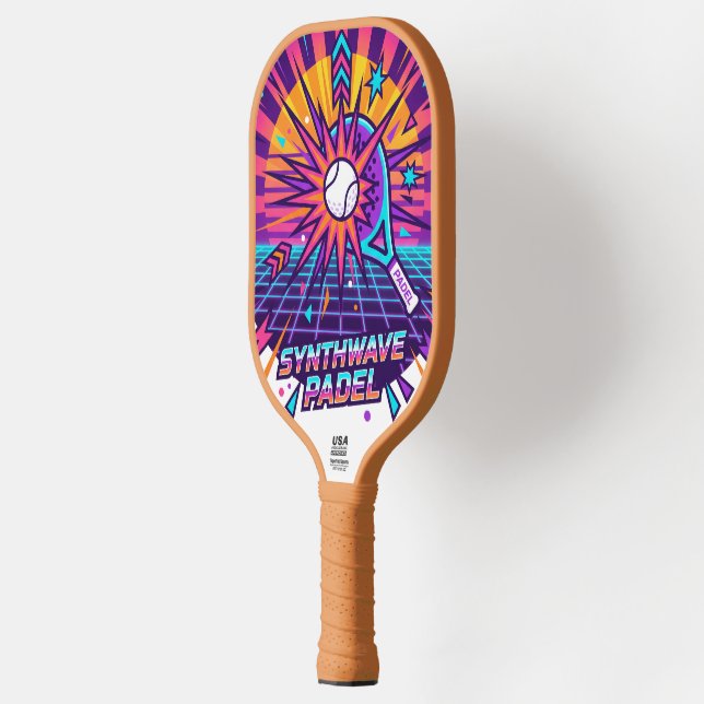 Synthwave Padel Retro Vector Illustration Pickleball Schläger (Links)