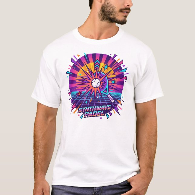Synthwave Padel Retro Vector Illustration T-Shirt (Vorderseite)