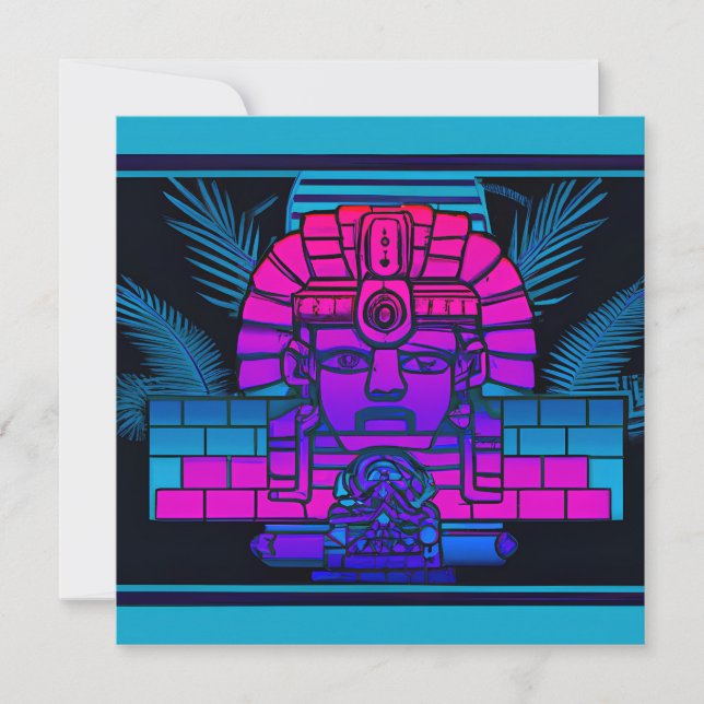 Synthwave-Pharao Einladung (Vorderseite)