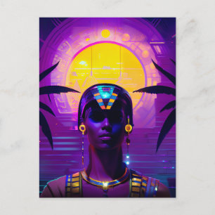 Synthwave-Pharao Postkarte