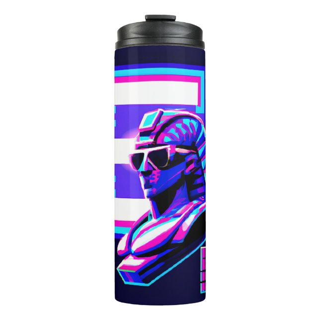 Synthwave-Pharao Thermosbecher (Vorderseite)