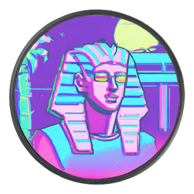 Synthwave Pharaoh Eishockey Puck (Vorderseite)