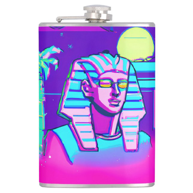 Synthwave Pharaoh Flachmann (Vorderseite)