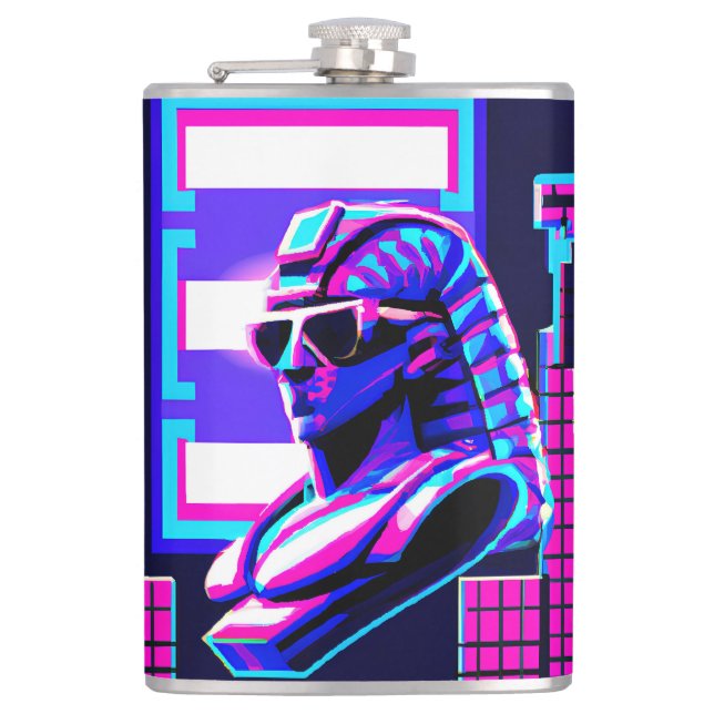 Synthwave Pharaoh Flachmann (Vorderseite)