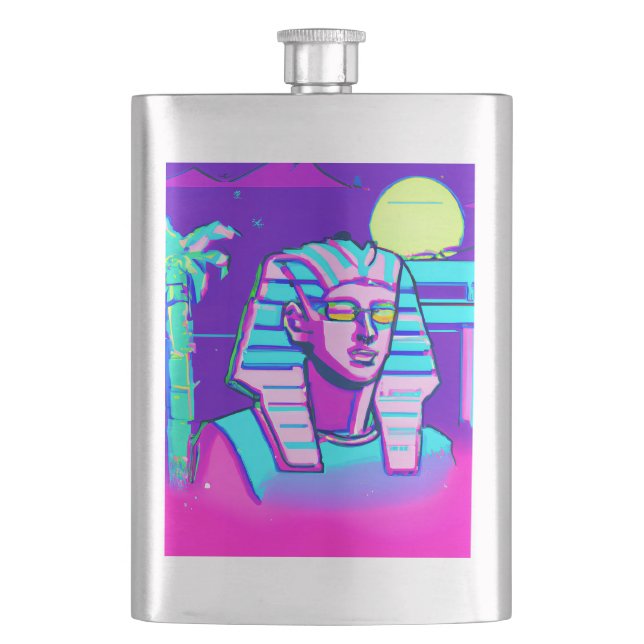 Synthwave Pharaoh Flachmann (Vorderseite)