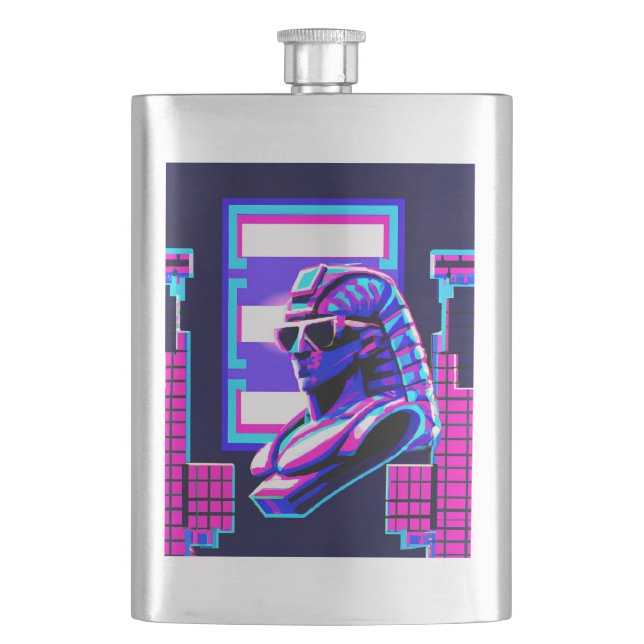 Synthwave Pharaoh Flachmann (Vorderseite)