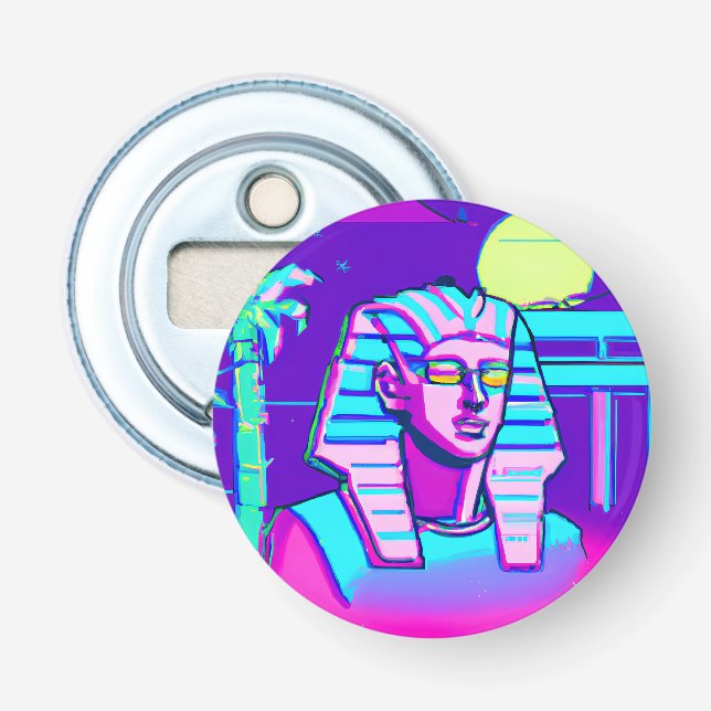 Synthwave Pharaoh Flaschenöffner (Vorderseite)