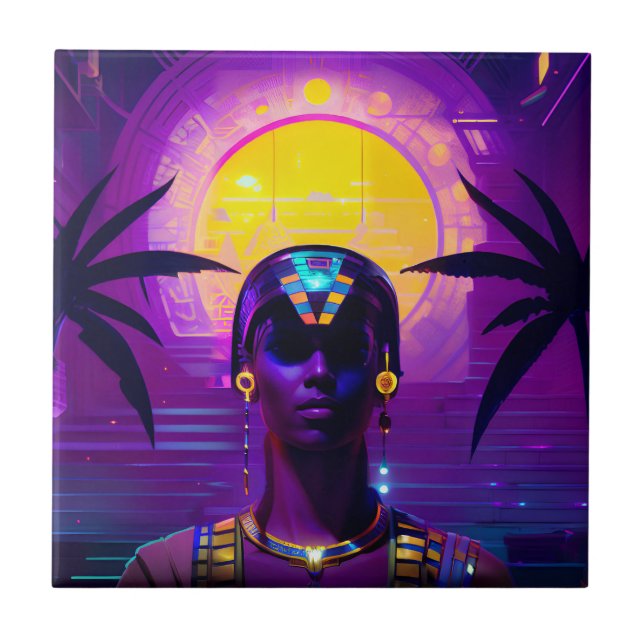 Synthwave Pharaoh Fliese (Vorderseite)