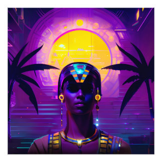 Synthwave Pharaoh Fotodruck