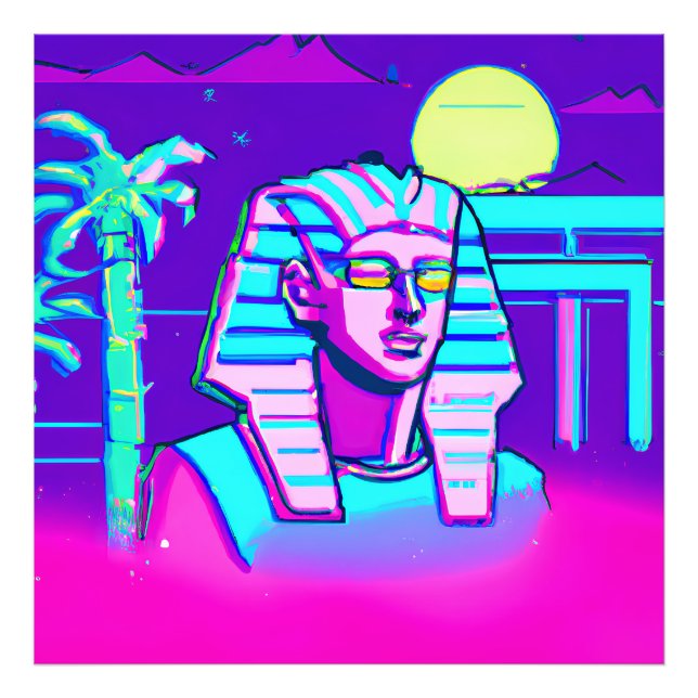 Synthwave Pharaoh Fotodruck (Vorne)