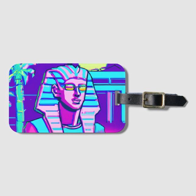Synthwave Pharaoh Gepäckanhänger (Vorderseite (Horizontal))