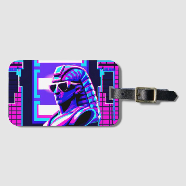 Synthwave Pharaoh Gepäckanhänger (Vorderseite (Horizontal))