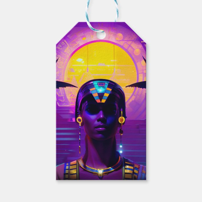 Synthwave Pharaoh Geschenkanhänger (Vorderseite)