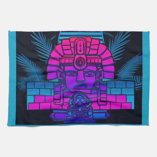 Synthwave Pharaoh Geschirrtuch (Horizontal)