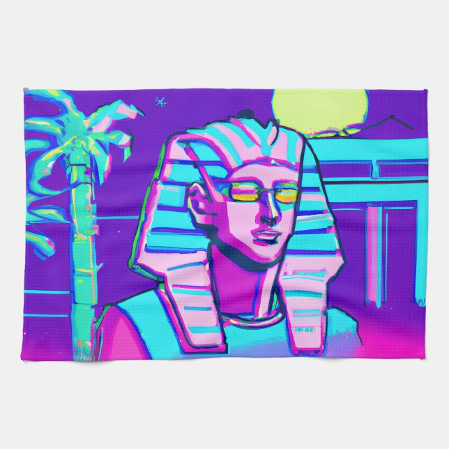 Synthwave Pharaoh Geschirrtuch (Horizontal)
