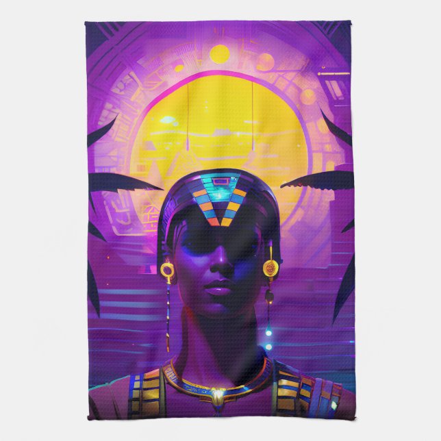 Synthwave Pharaoh Geschirrtuch (Vertikal)