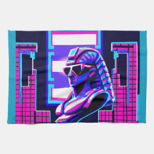 Synthwave Pharaoh Geschirrtuch