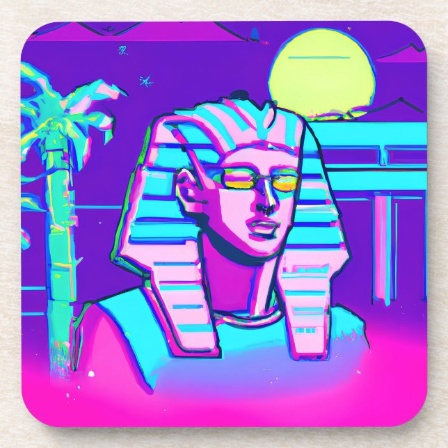 Synthwave Pharaoh Getränkeuntersetzer (Vorderseite)
