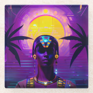 Synthwave Pharaoh Glasuntersetzer