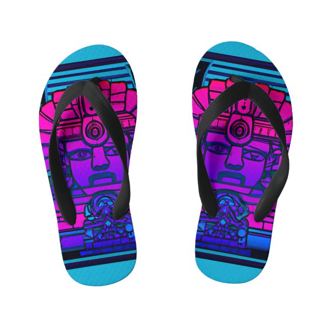 Synthwave Pharaoh Kinderbadesandalen (Fußbett)