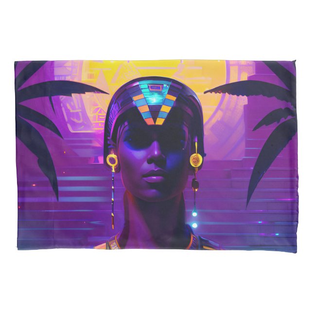 Synthwave Pharaoh Kissenbezug (Vorderseite)