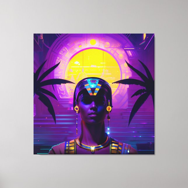 Synthwave Pharaoh Leinwanddruck (Vorderseite)