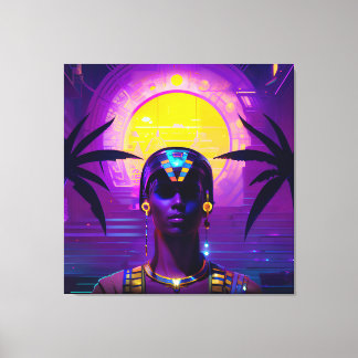 Synthwave Pharaoh Leinwanddruck