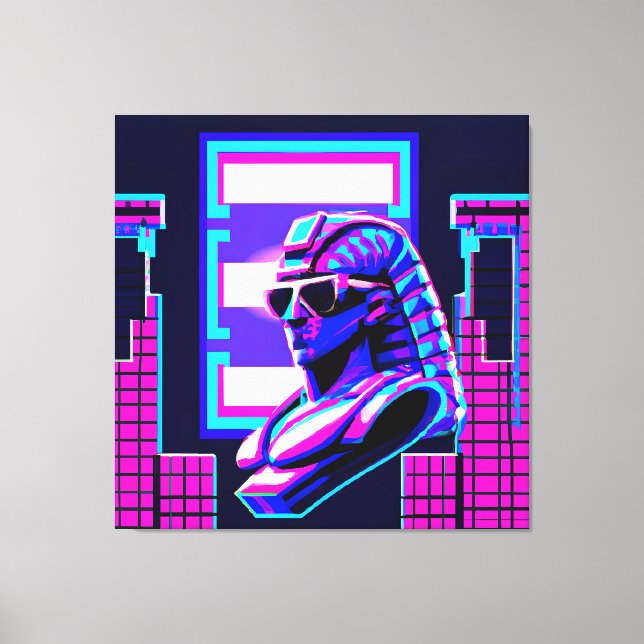 Synthwave Pharaoh Leinwanddruck (Vorderseite)