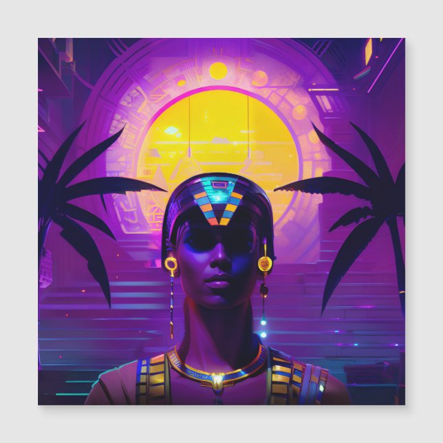 Synthwave Pharaoh Magnetkarte (Vorderseite)
