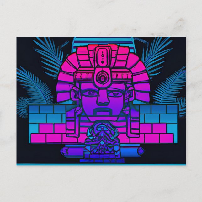 Synthwave Pharaoh Postkarte (Vorderseite)