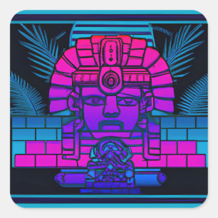 Synthwave Pharaoh Quadratischer Aufkleber