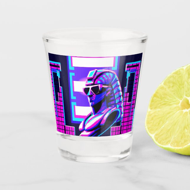 Synthwave Pharaoh Schnapsglas (Vorderseite)