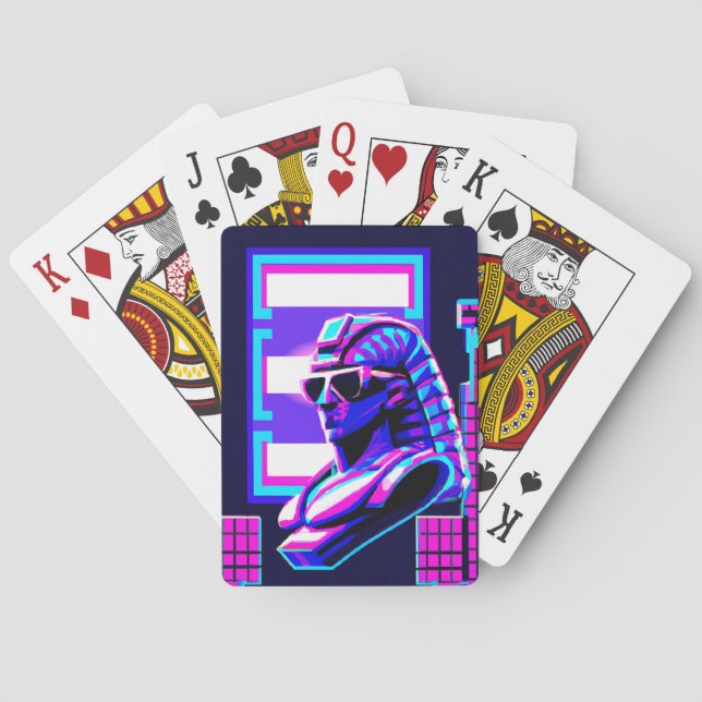 Synthwave Pharaoh Spielkarten (Rückseite)