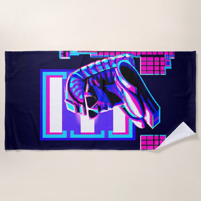 Synthwave Pharaoh Strandtuch (Vorderseite)