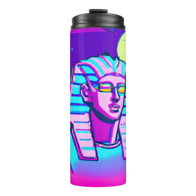 Synthwave Pharaoh Thermosbecher (Vorderseite)