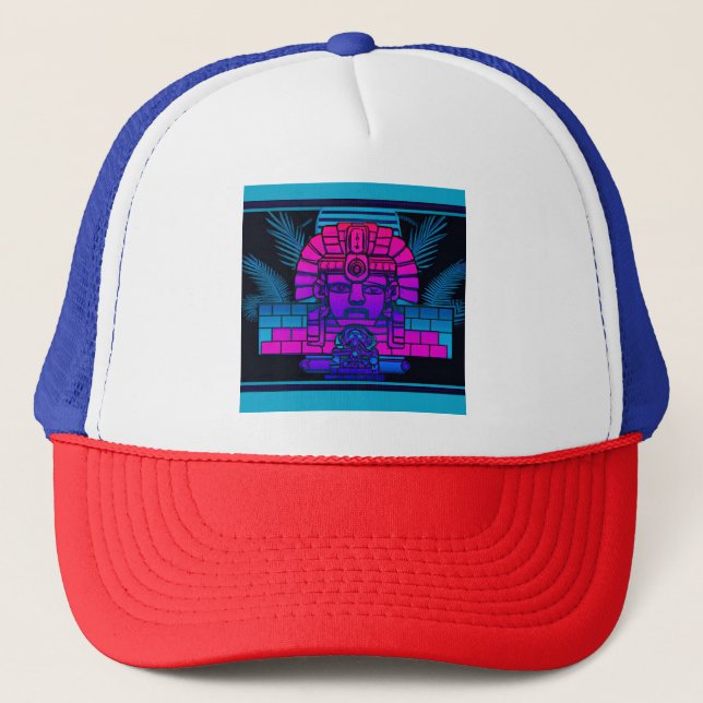 Synthwave Pharaoh Truckerkappe (Vorderseite)