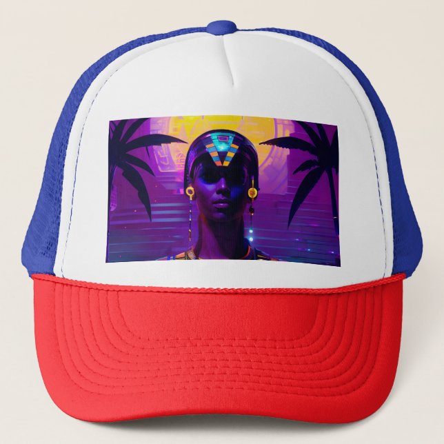 Synthwave Pharaoh Truckerkappe (Vorderseite)