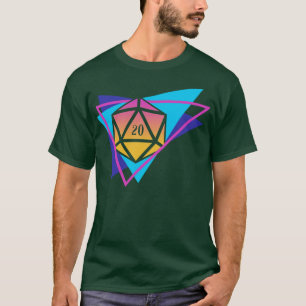Synthwave Polyhedral D20 Würfel Retro Tabletop RPG T-Shirt